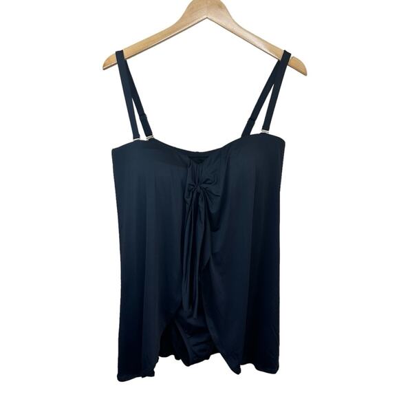 LAUREN RALPH LAUREN PLUS SIZE BLACK BANDEAU FLYAWAY ONE-PIECE SWIMSUIT SIZE 18W - Picture 3 of 13